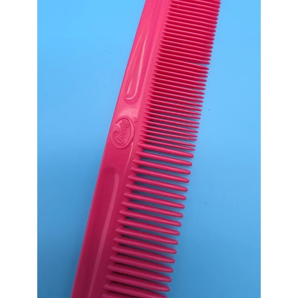 Vintage Goody Hair Comb Bright Pink Wide & Tight Teeth Slim Unbreakable 8 Inches